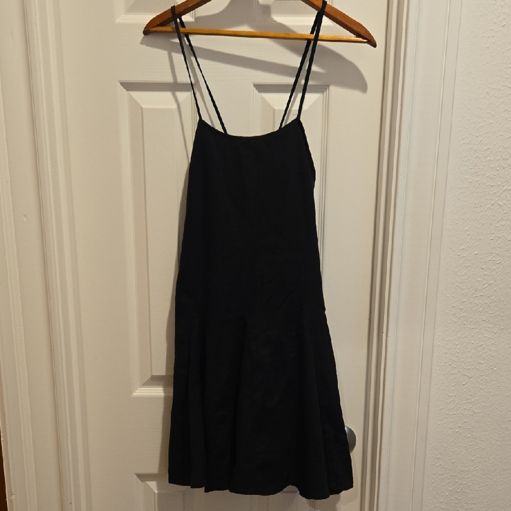 a new day Black Mini Dress with Spaghetti Straps. Linen.